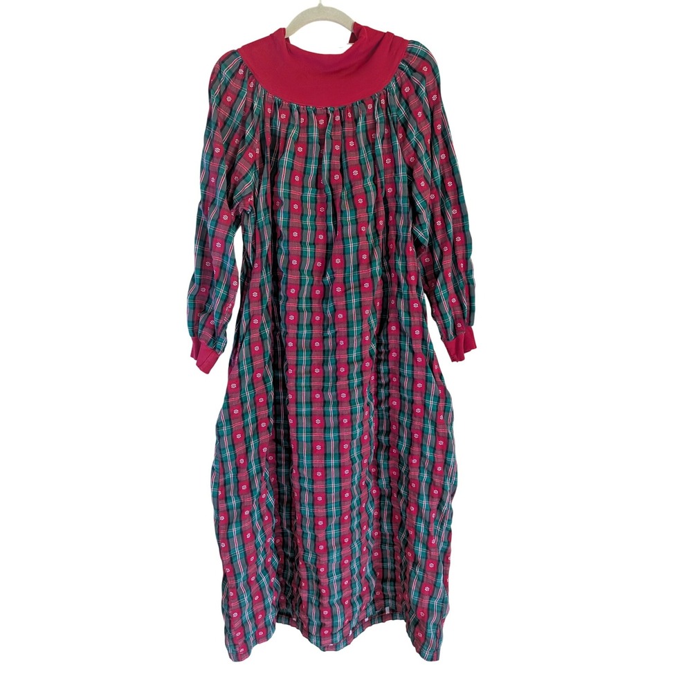 Vintage Lanz of Salzburg Nightgown M Cottagecore Grannycore Holiday Plaid Comfy